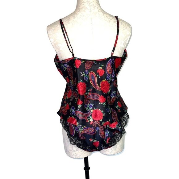 Delicates Panties Camisole Set Womens Medium M Vintage High Cut Paisley Rose - Picture 2 of 13